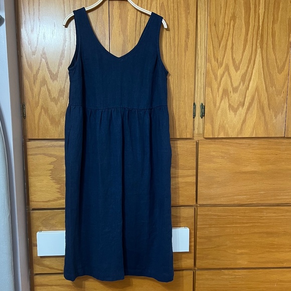 Not perfect linen AUSTIN linen jumper dress, heavy navy, size M - Picture 1 of 4